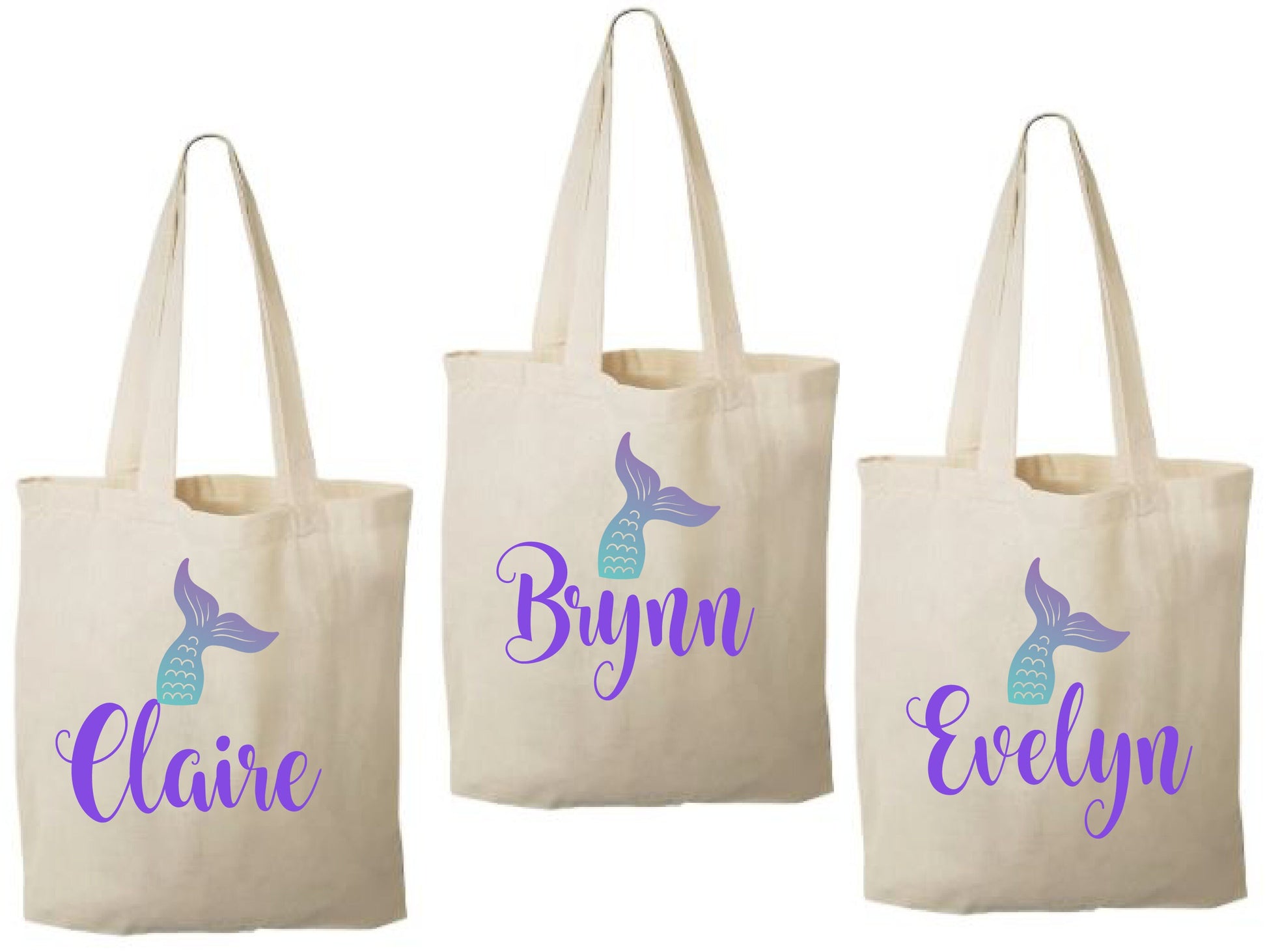 Personalized Mermaid Tail Favor Bag – Under the Sea Party Canvas Tote
