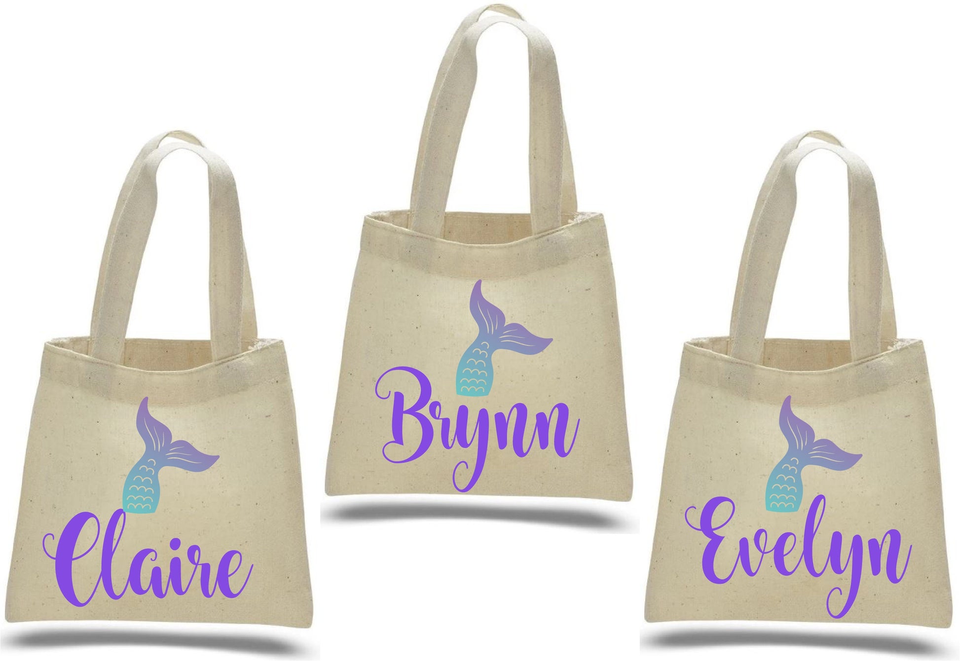 Personalized Mermaid Tail Favor Bag – Under the Sea Party Canvas Tote
