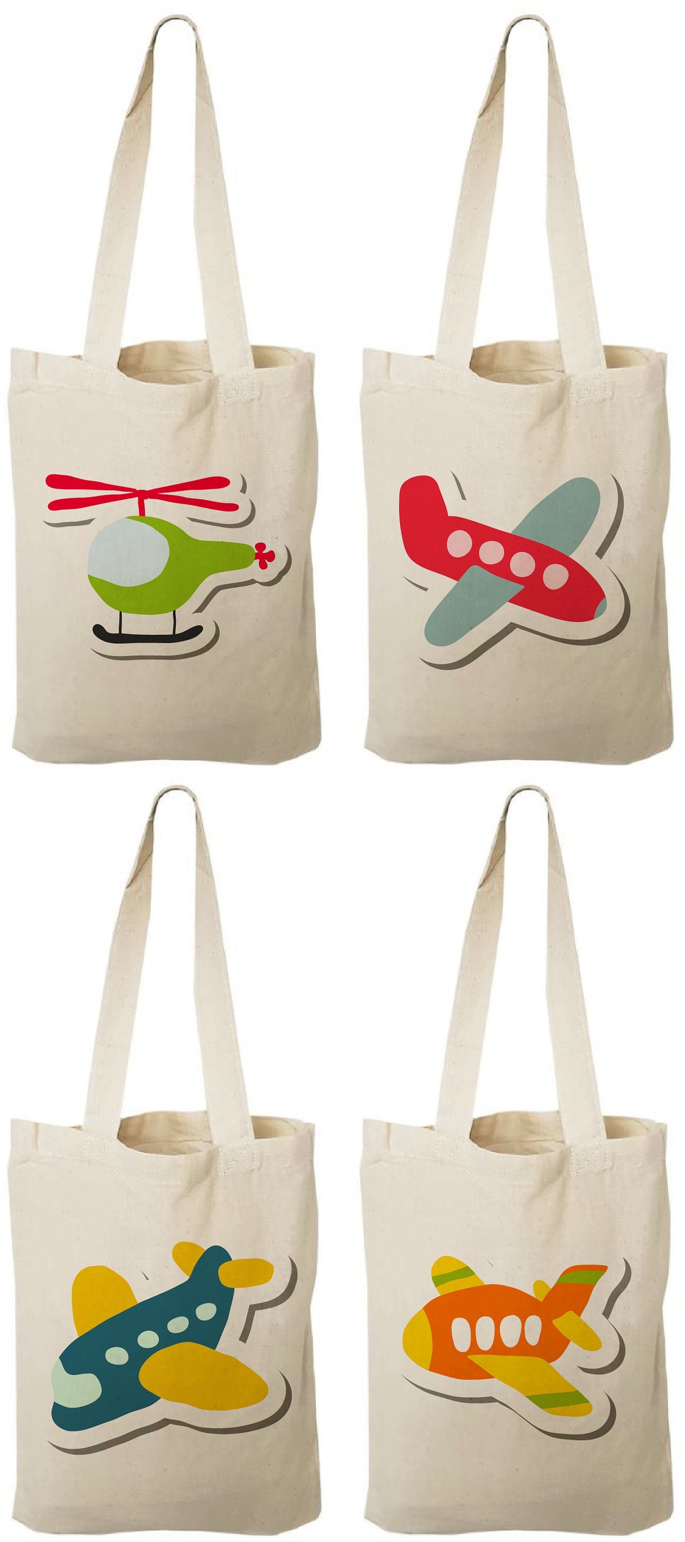 Airplane Party Favor Bags – Set of 4, Travel Theme Goodie Bags