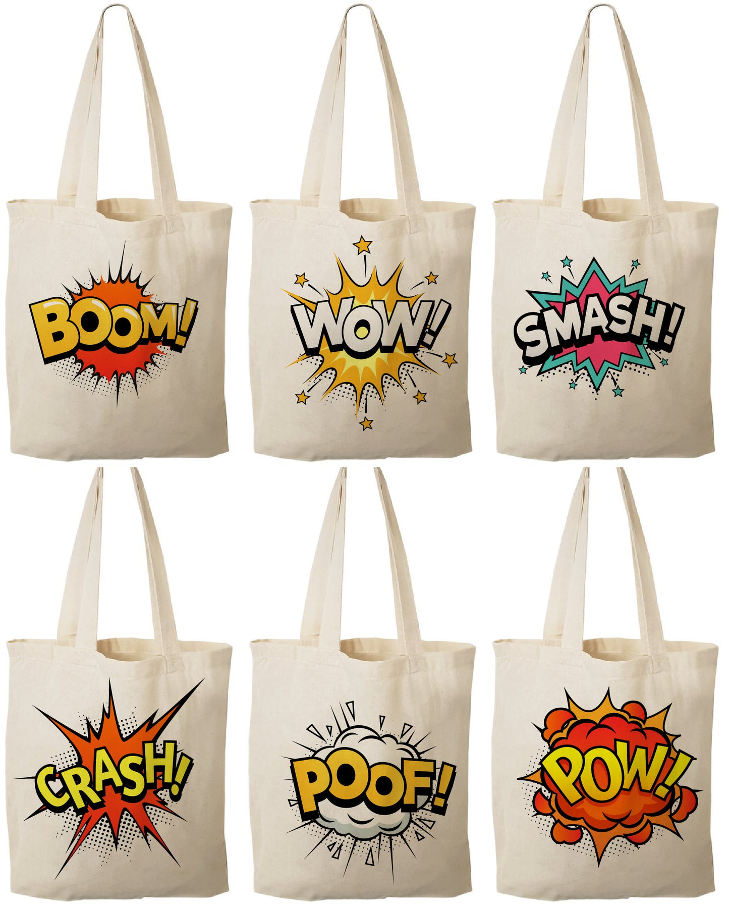 Comic Book Party Favor Bags - Set of Six Bags