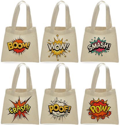 Comic Book Party Favor Bags - Set of Six Bags