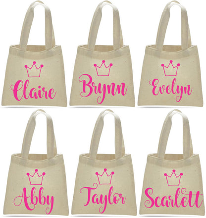 Personalized Princess Party Favor Bags - Set of Six Bags