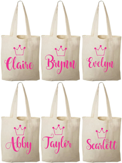 Personalized Princess Party Favor Bags - Set of Six Bags