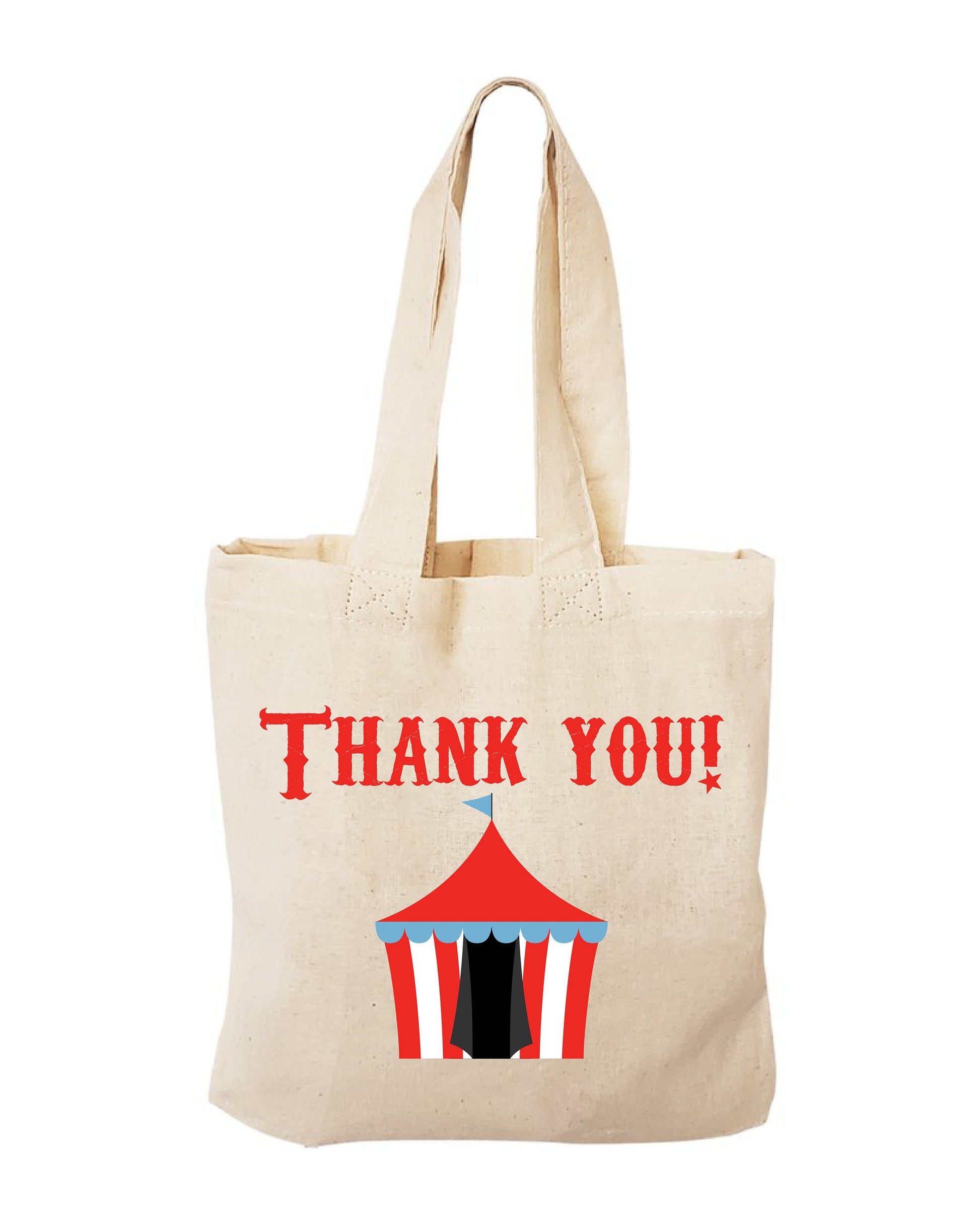 Circus Party Favor Bags - Thank You Cotton Tote Bags