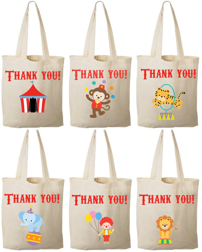 Circus Party Favor Bags - Set of Six Bags
