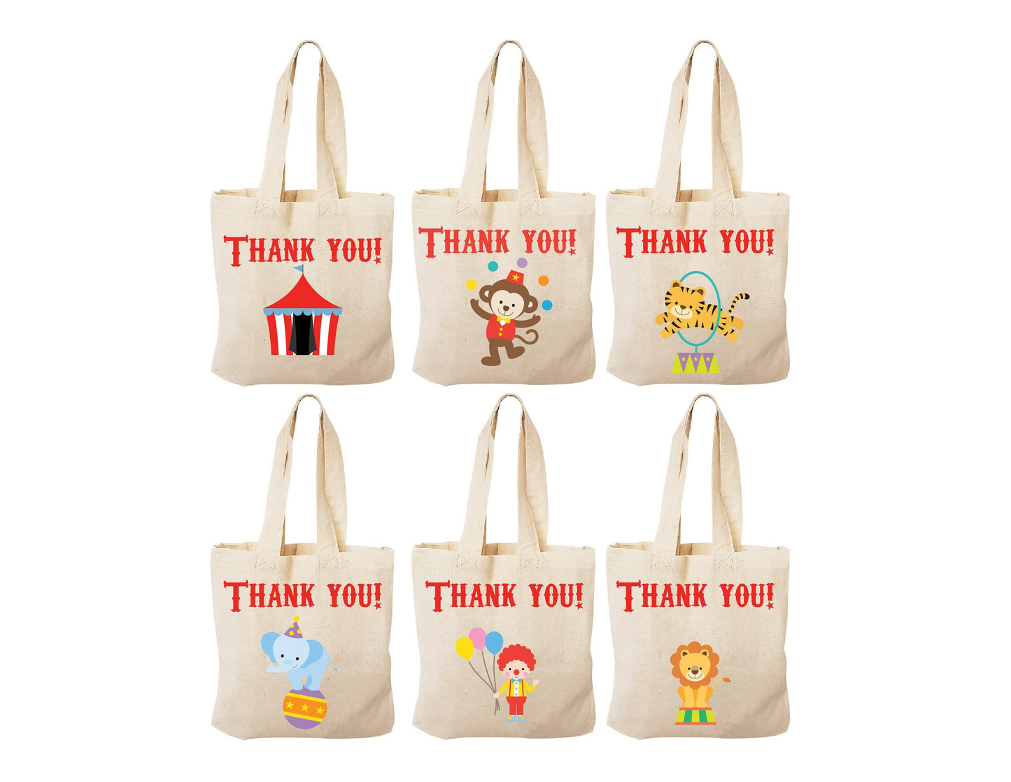 Circus Party Favor Bags - Set of Six Bags
