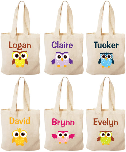 Personalized Owl Party Favor Bags – Custom Kids Gift Tote