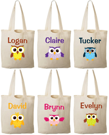 Personalized Owl Party Favor Bags – Custom Kids Gift Tote