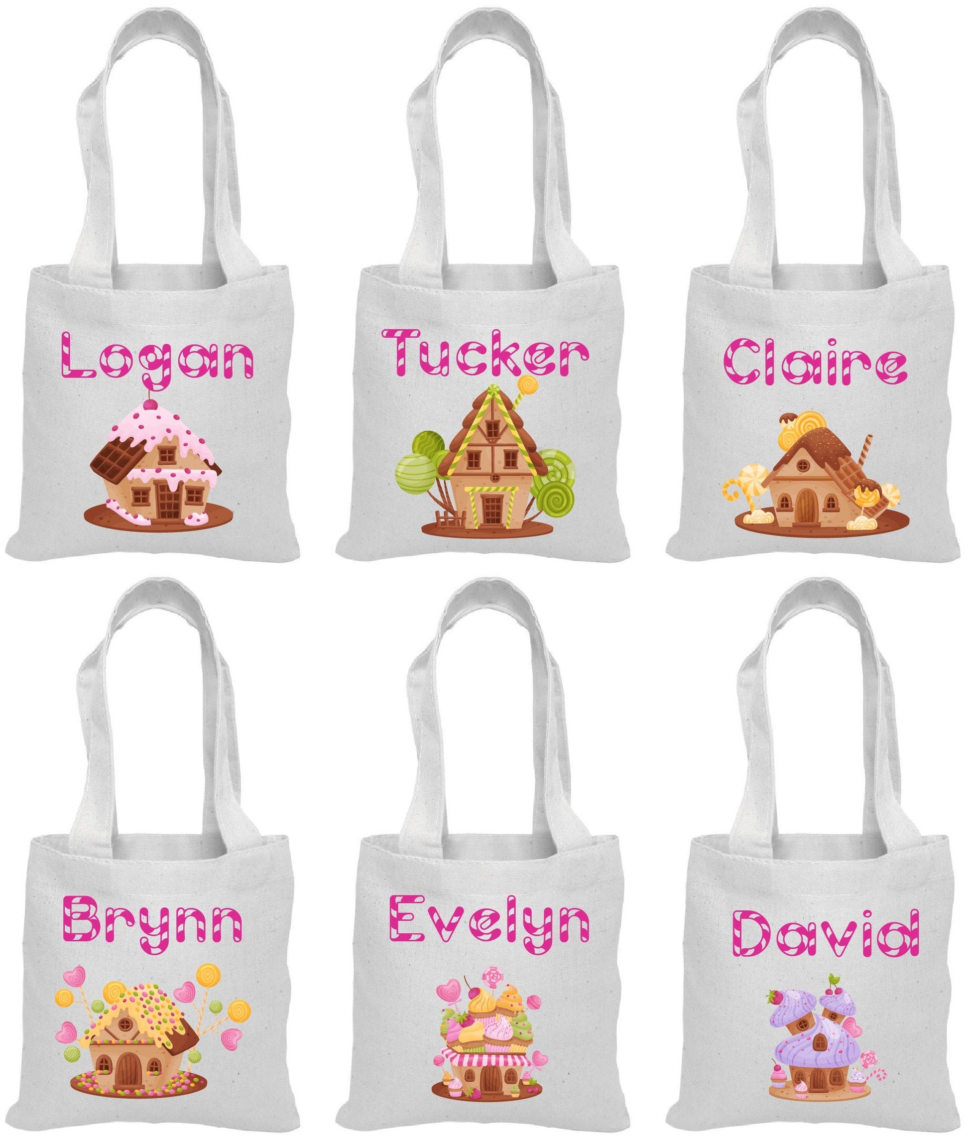 Personalized Candy House Party Favor Bags – Set of Six