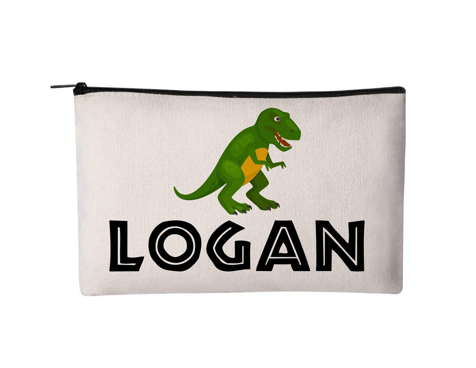 Personalized T-Rex Pencil Pouch, Custom Name Zip Bag