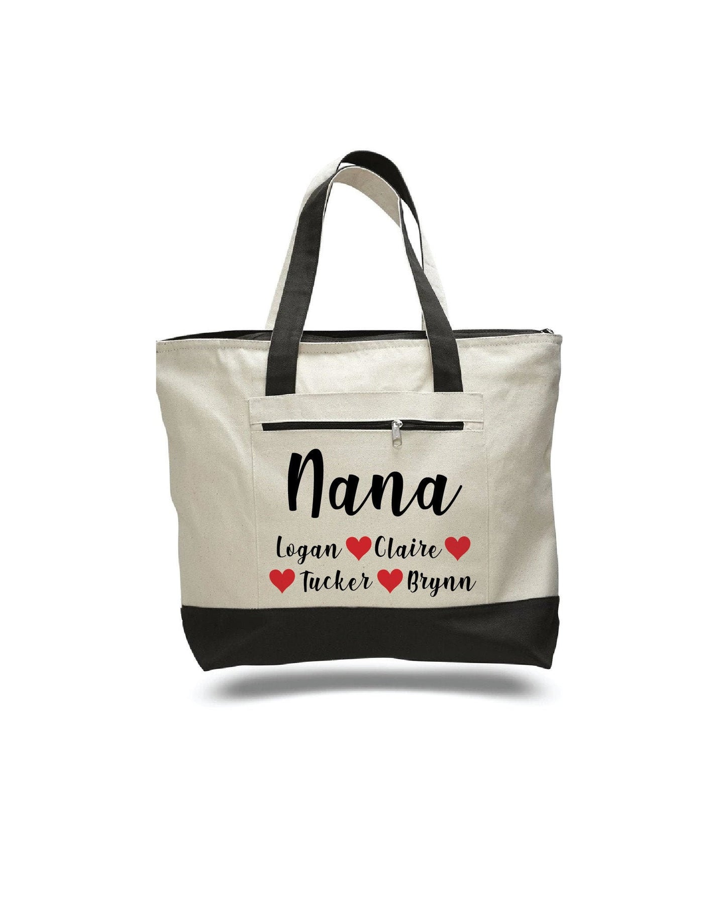Personalized Nana Canvas Tote Bag – Custom Grandkids Names