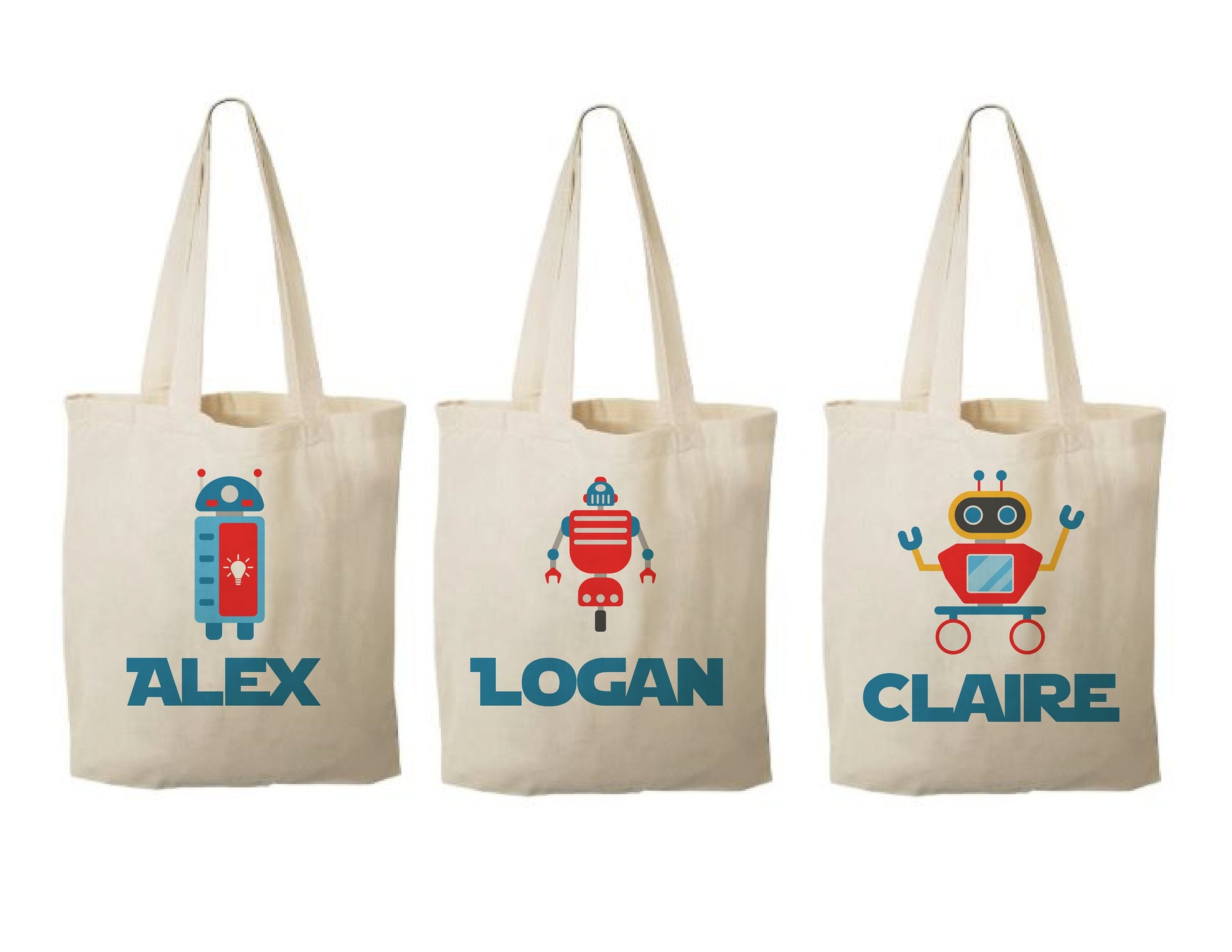 Personalized Robot Party Favor Bags – Sci-Fi Birthday, Cotton Gift