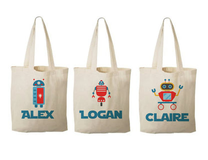 Personalized Robot Party Favor Bags – Sci-Fi Birthday, Cotton Gift