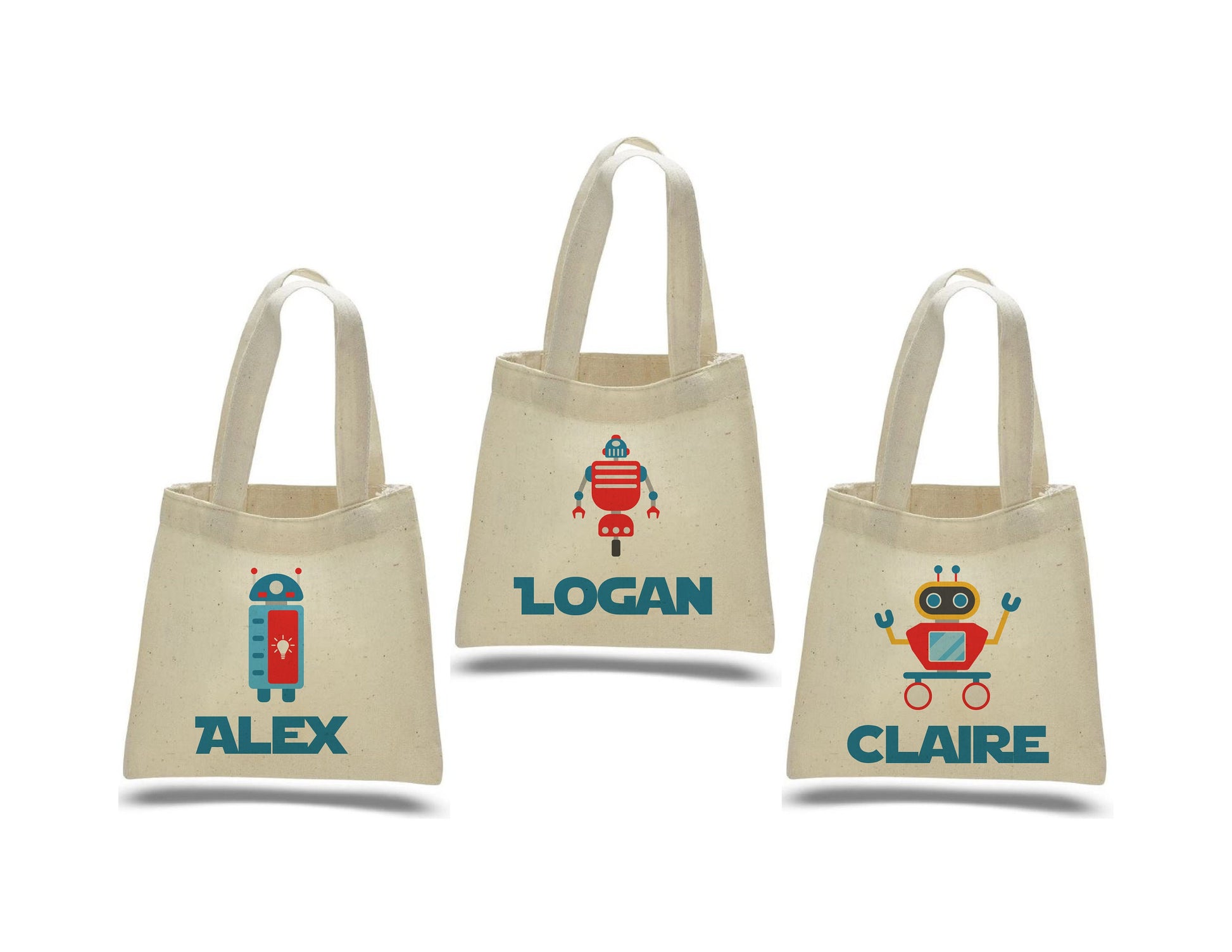 Personalized Robot Party Favor Bags – Sci-Fi Birthday, Cotton Gift