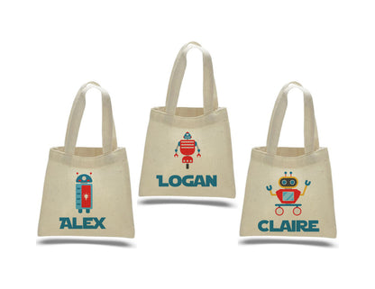 Personalized Robot Party Favor Bags – Sci-Fi Birthday, Cotton Gift