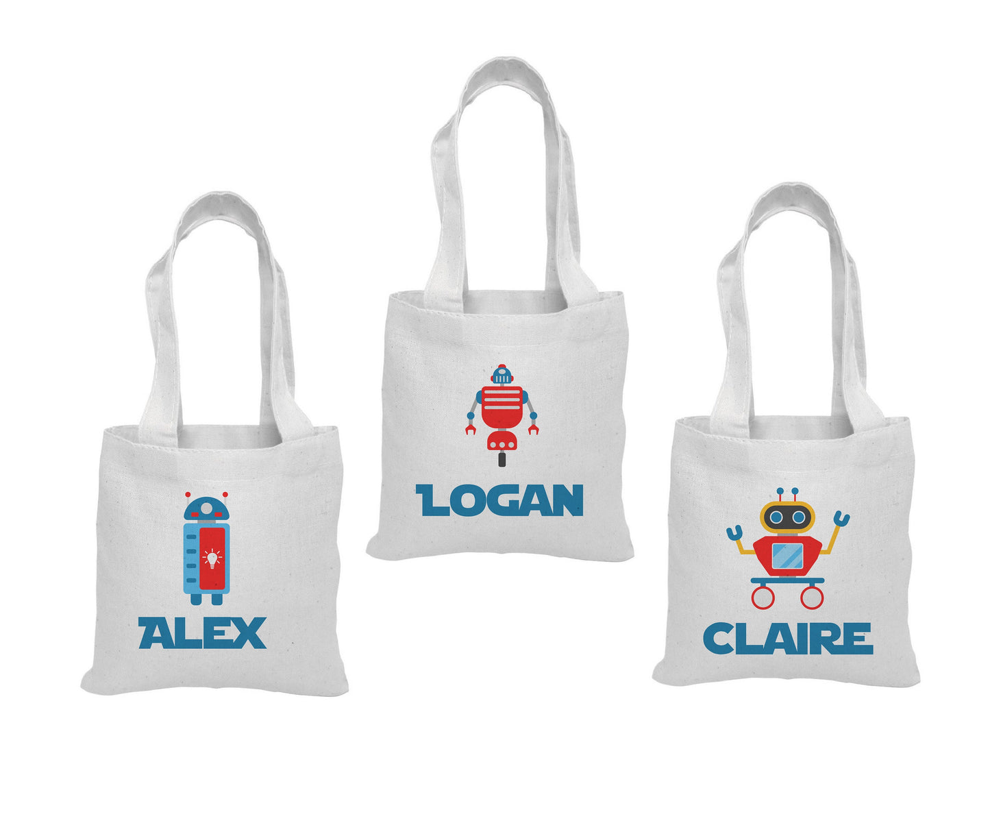 Personalized Robot Party Favor Bags – Sci-Fi Birthday, Cotton Gift