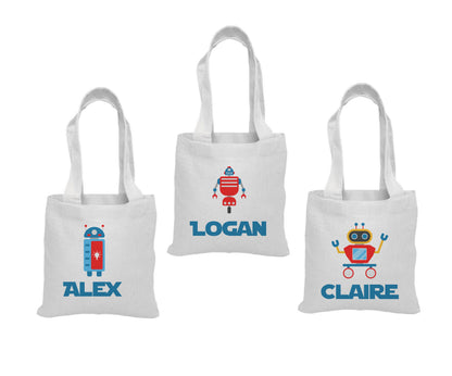 Personalized Robot Party Favor Bags – Sci-Fi Birthday, Cotton Gift