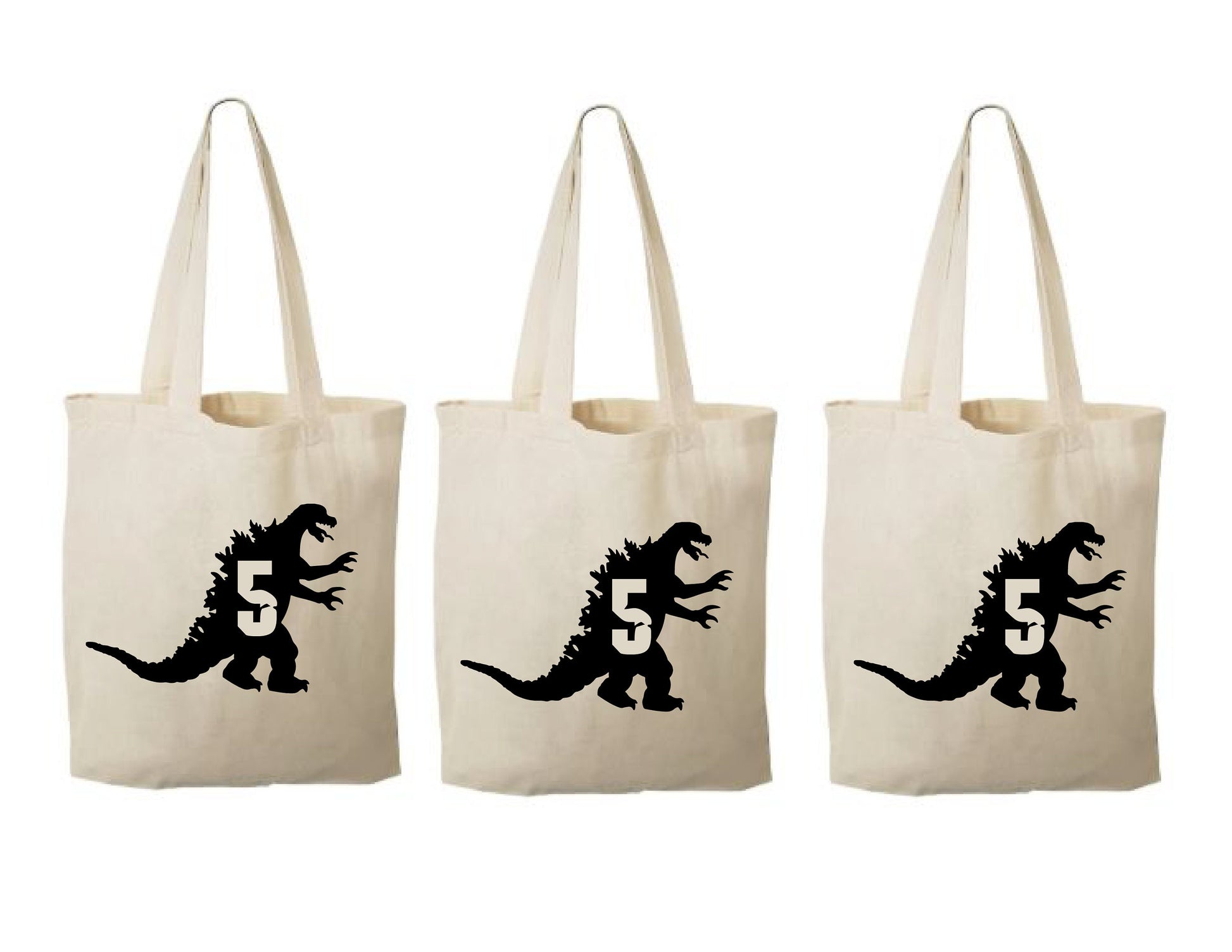 Godzilla Birthday Party Favor Bags: Set of 3 Cotton Treat Bags