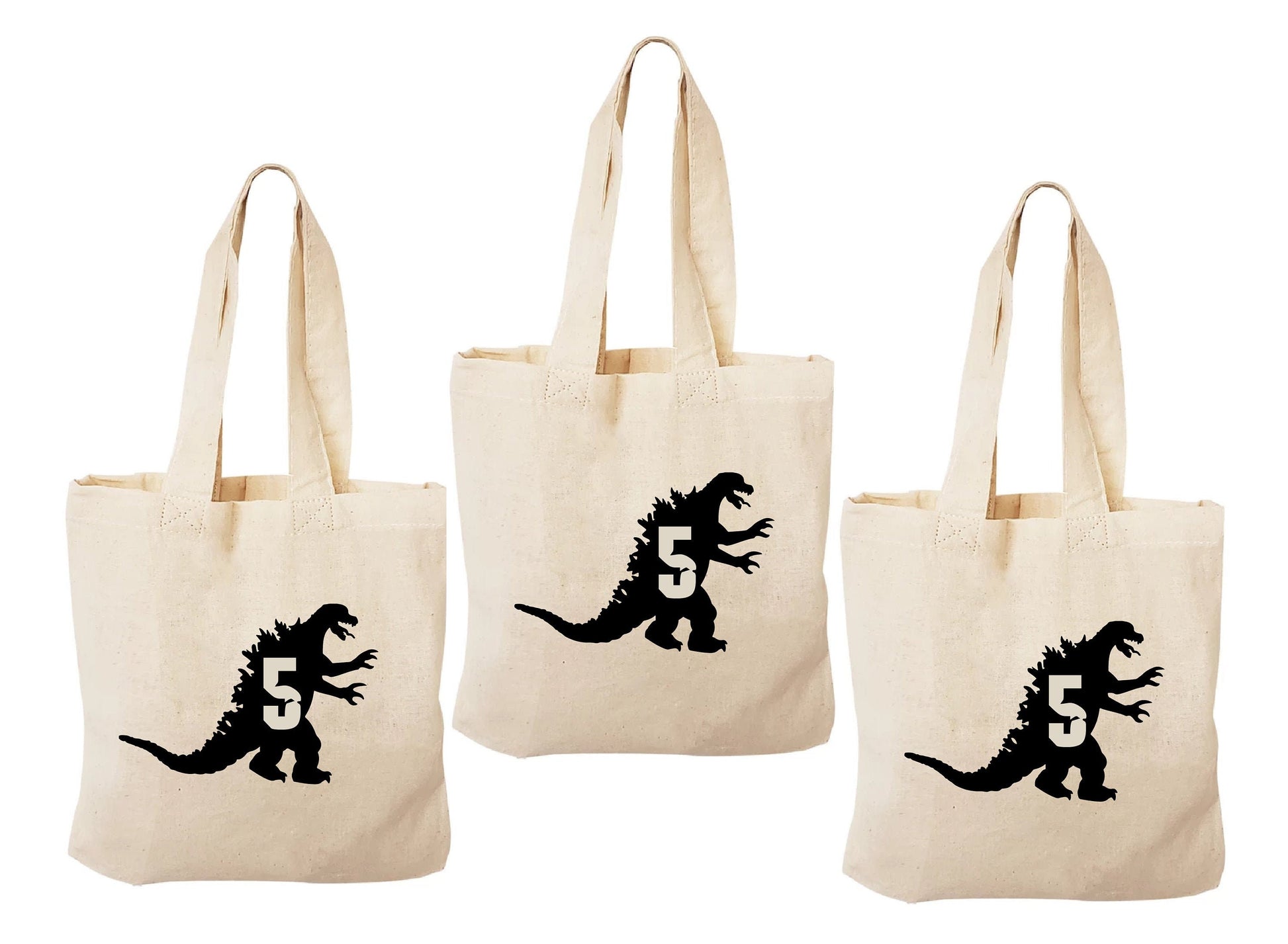 Godzilla Birthday Party Favor Bags: Set of 3 Cotton Treat Bags