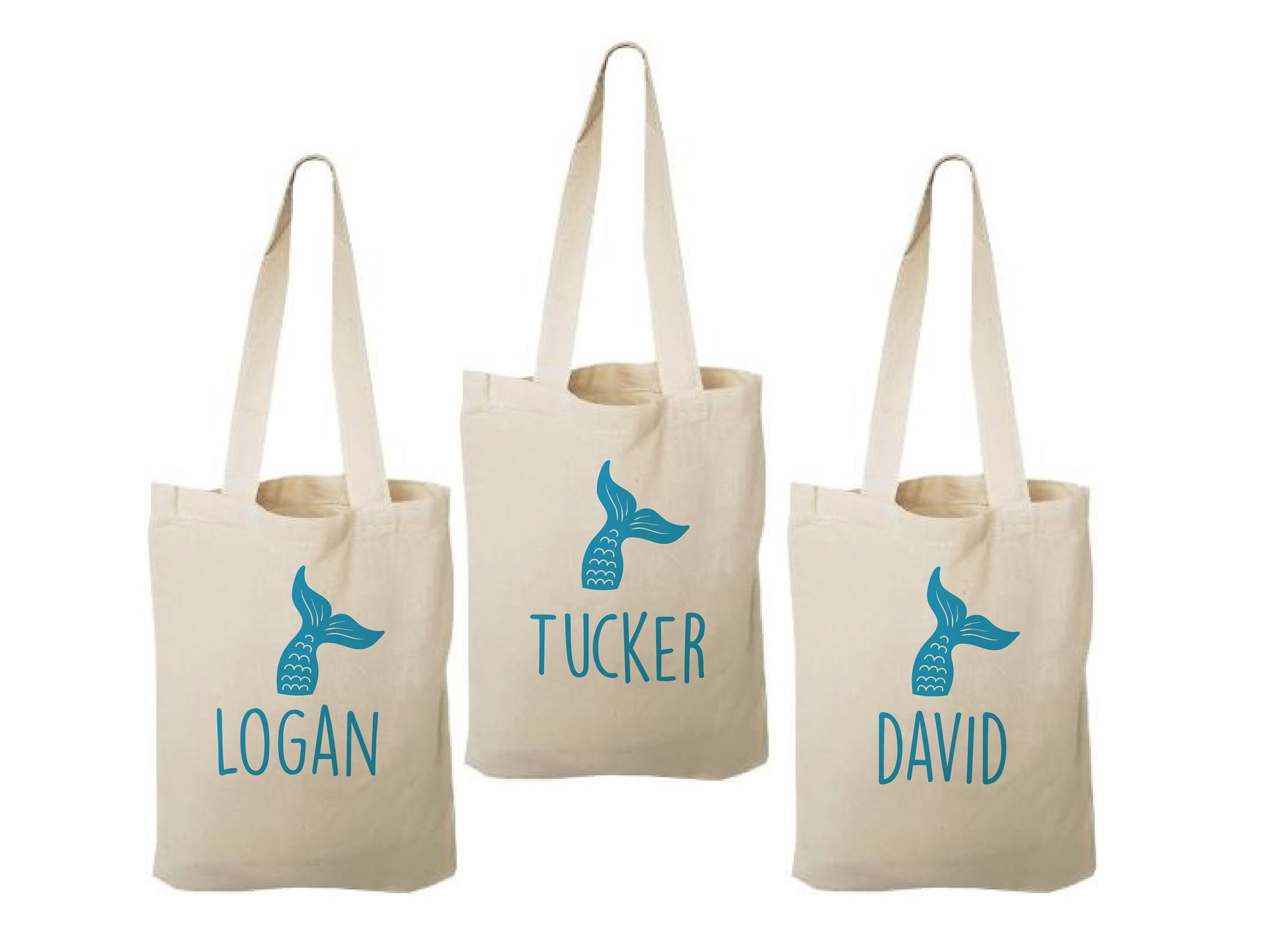 Personalized Mermaid Party Favor Bags - Set of Three Bags