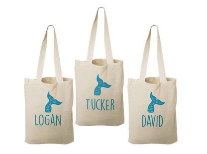 Personalized Mermaid Party Favor Bags - Set of Three Bags