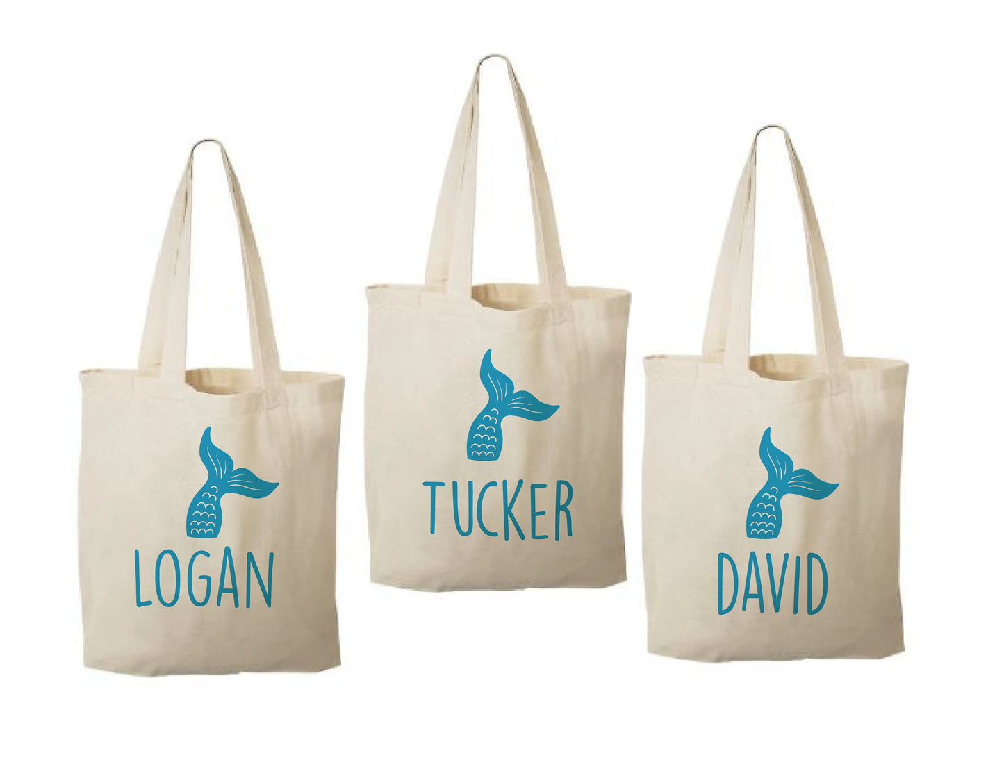 Personalized Mermaid Party Favor Bags - Set of Three Bags