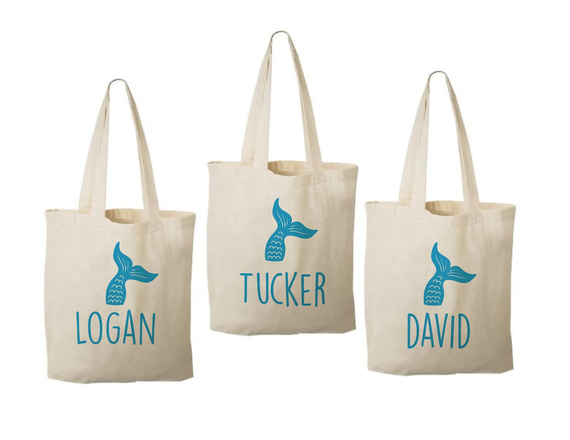 Personalized Mermaid Party Favor Bags - Set of Three Bags