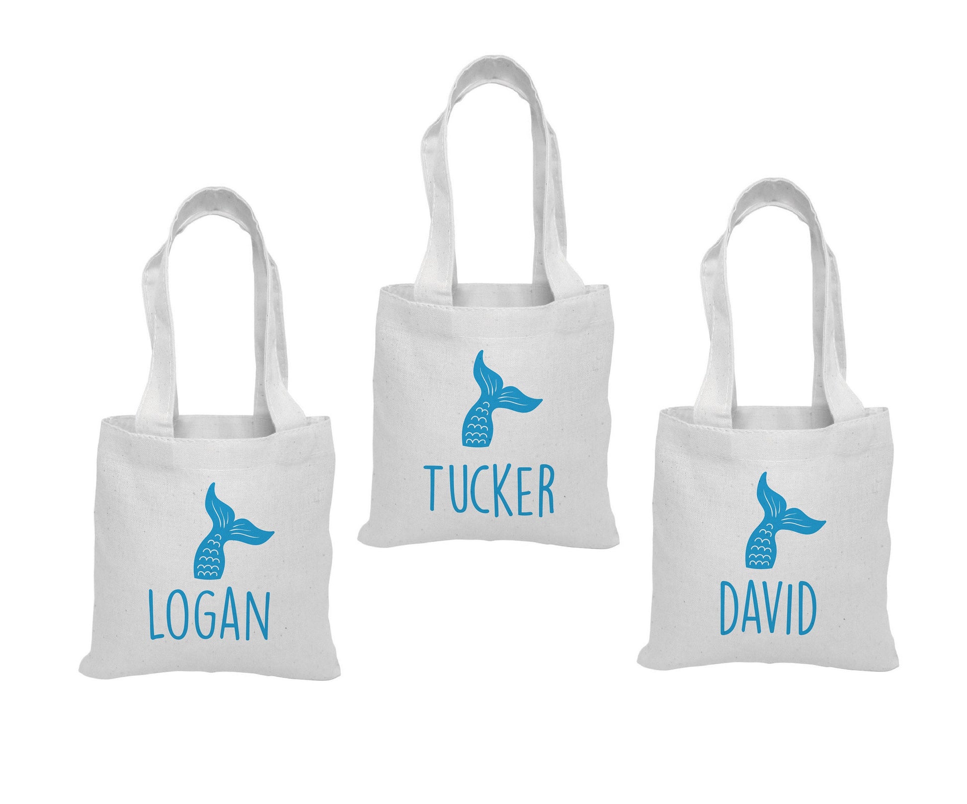 Personalized Mermaid Party Favor Bags - Set of Three Bags
