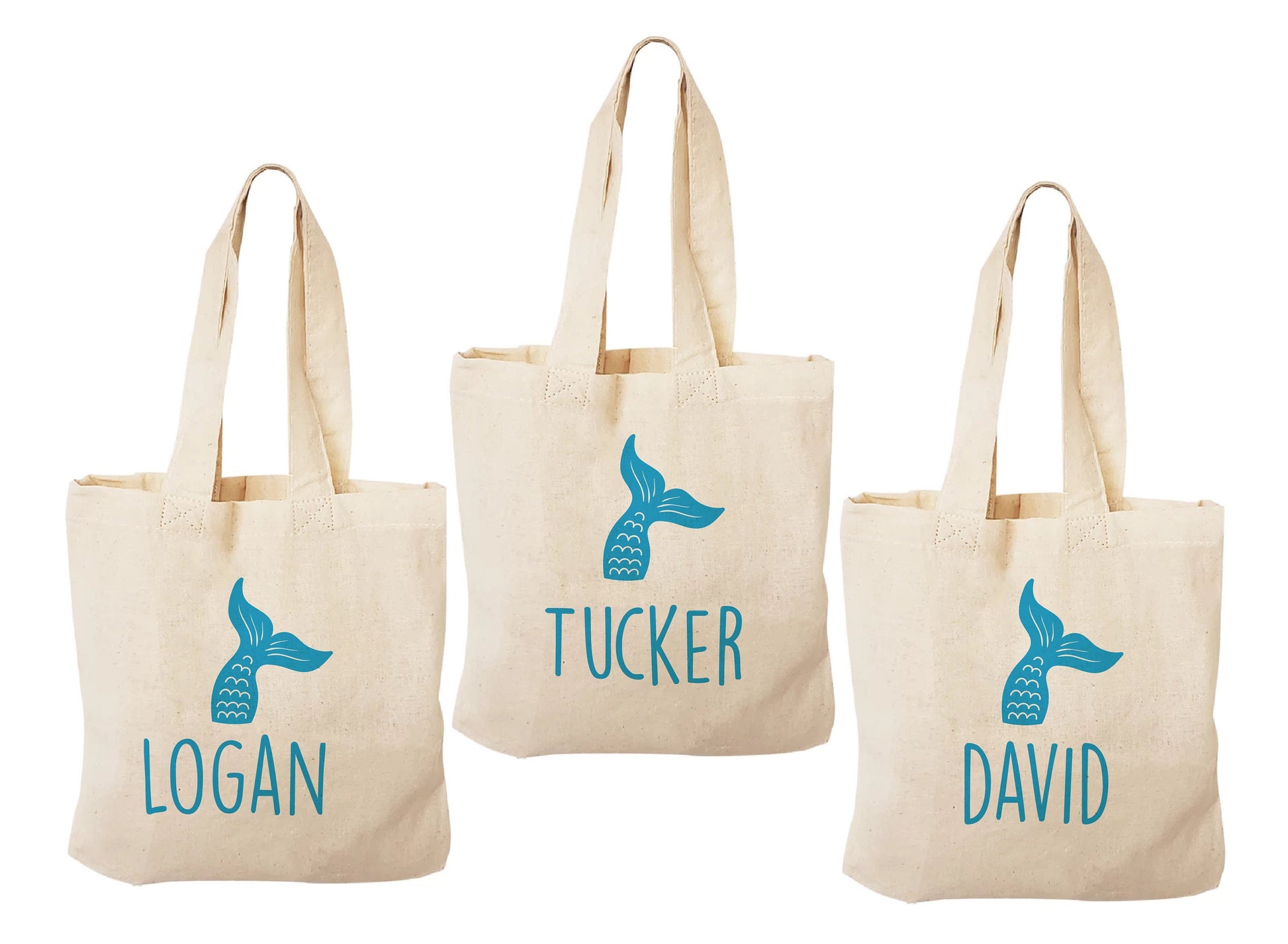 Personalized Mermaid Party Favor Bags - Set of Three Bags