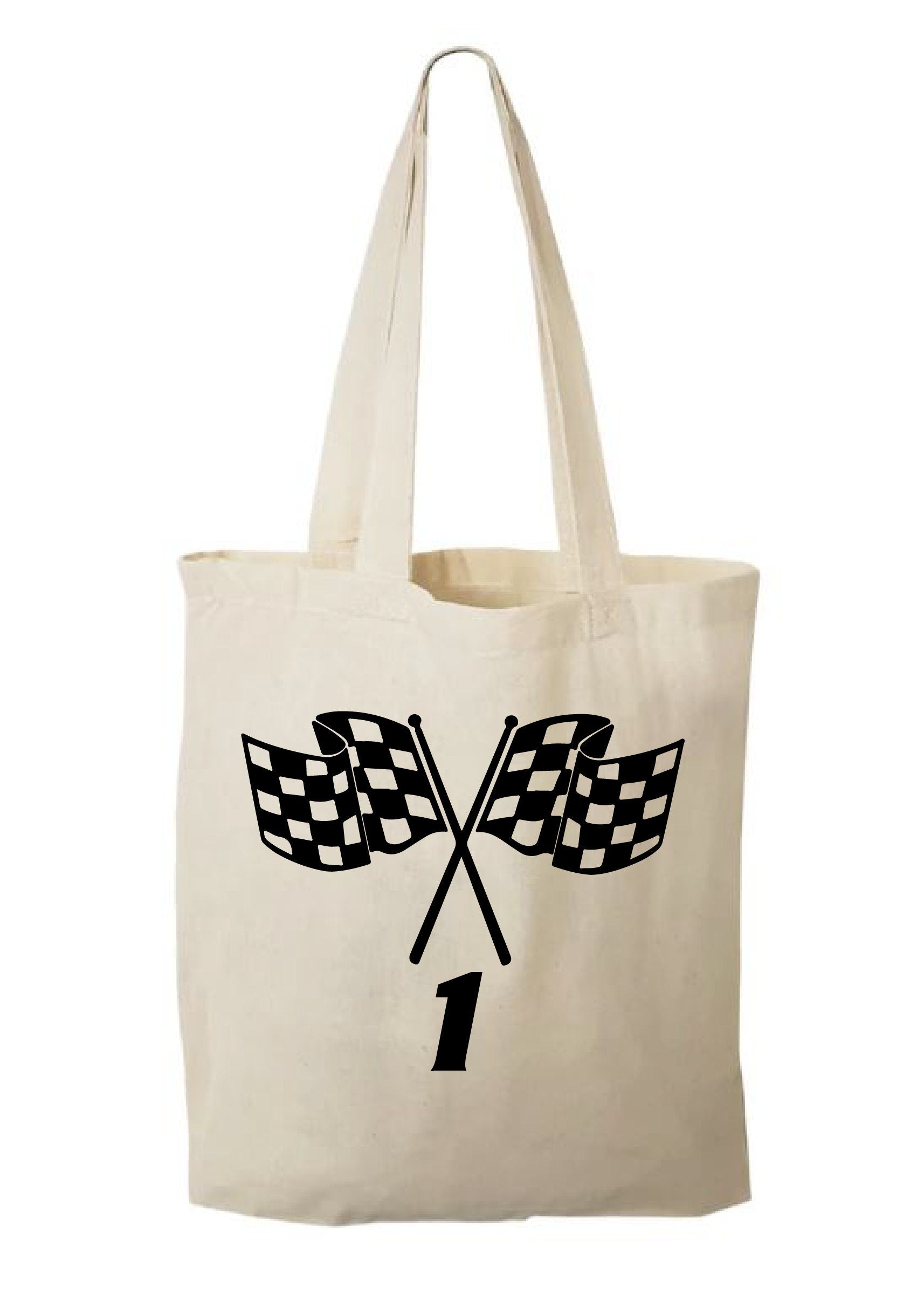 Checkered Flag Cotton Favor Bag – Race Car Party Goodie Tote