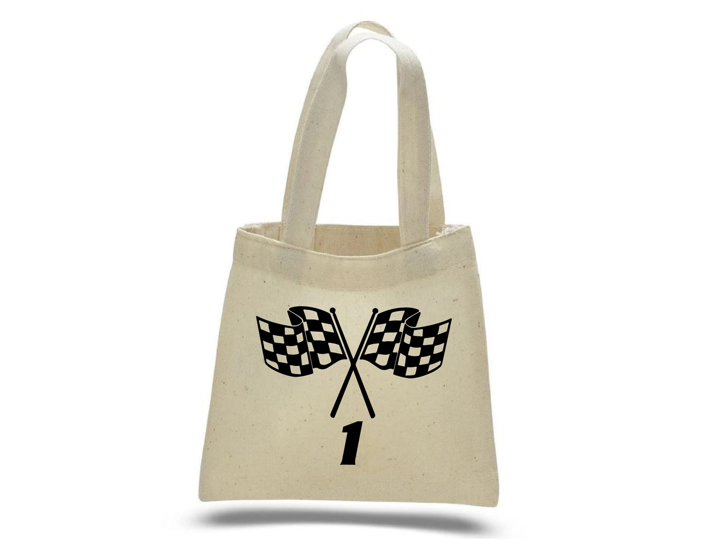 Checkered Flag Cotton Favor Bag – Race Car Party Goodie Tote