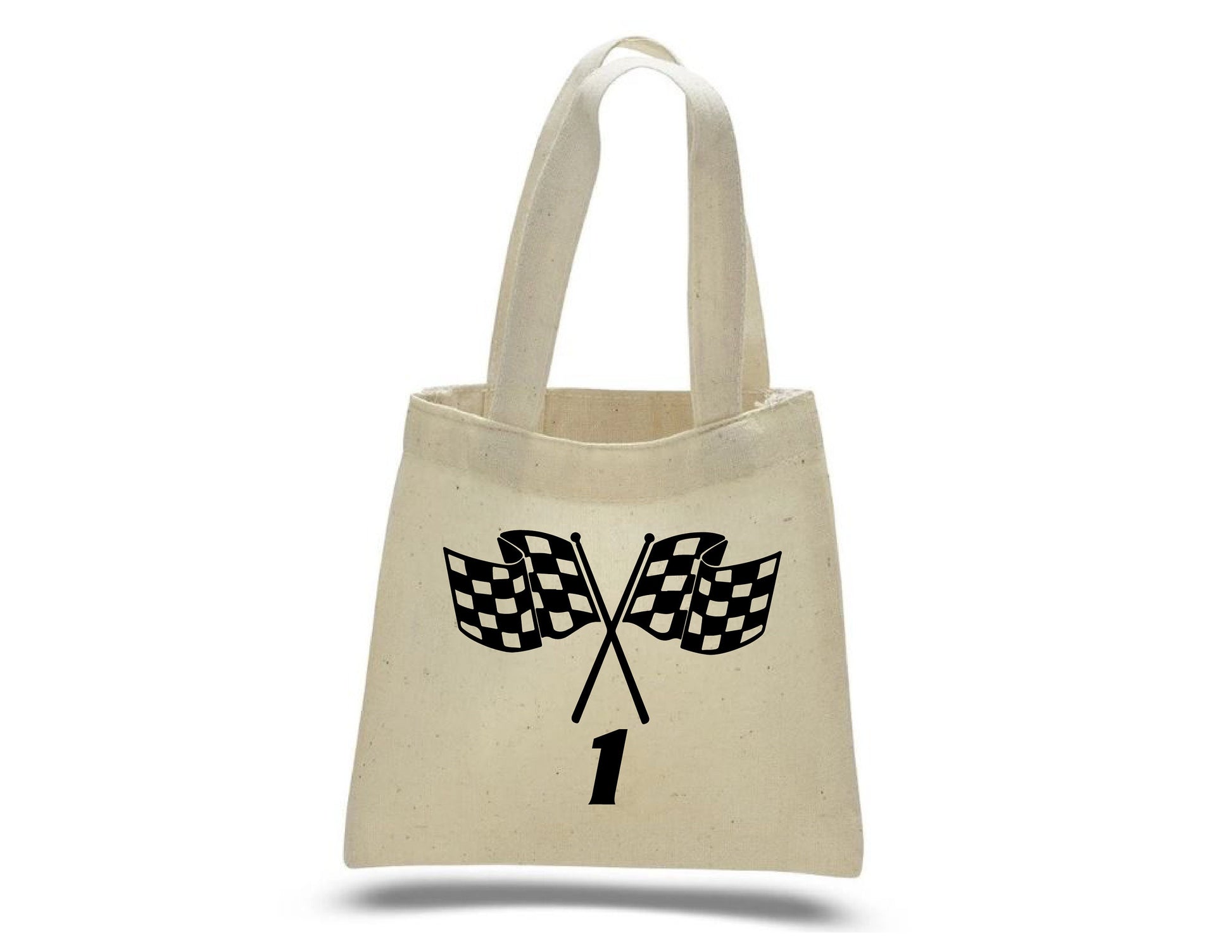 Checkered Flag Cotton Favor Bag – Race Car Party Goodie Tote