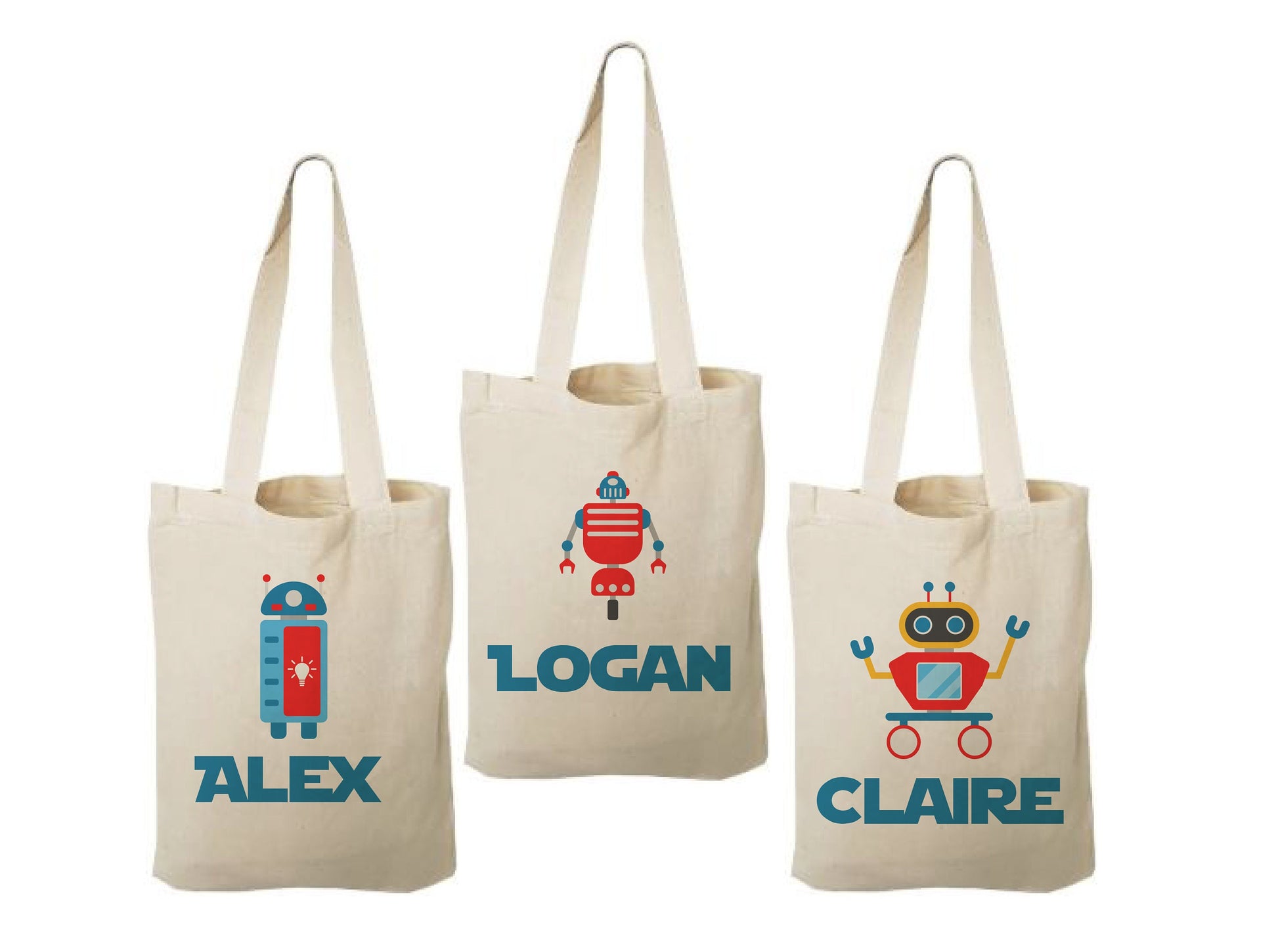 Personalized Robot Party Favor Bags – Sci-Fi Birthday, Cotton Gift