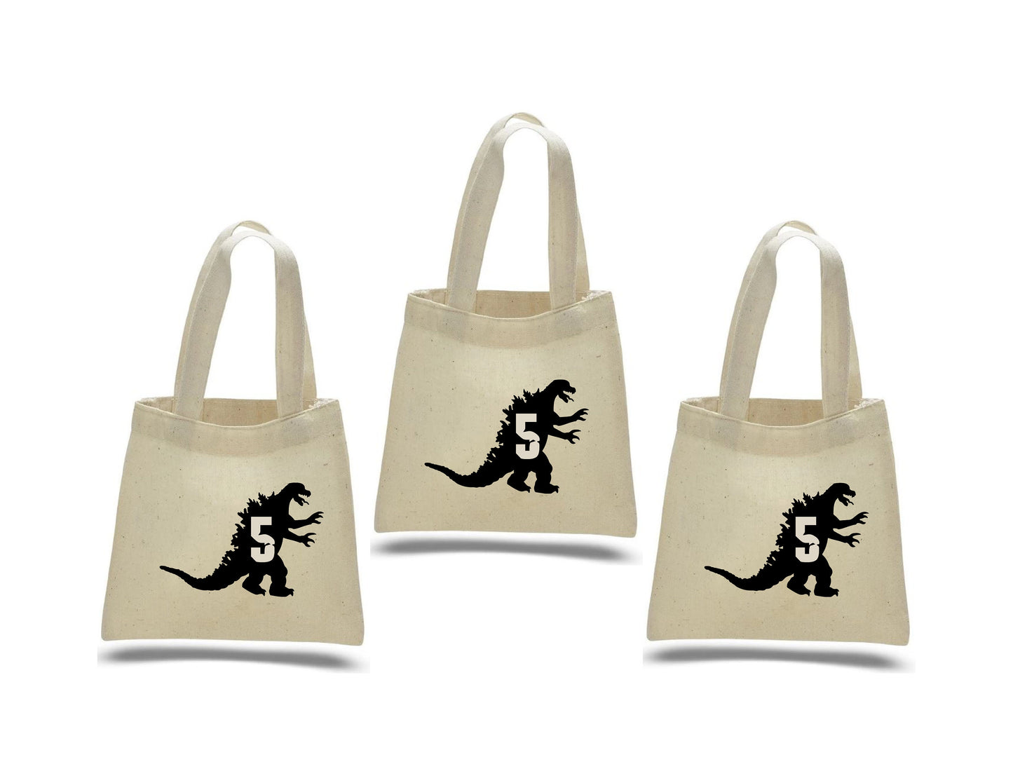 Godzilla Birthday Party Favor Bags: Set of 3 Cotton Treat Bags