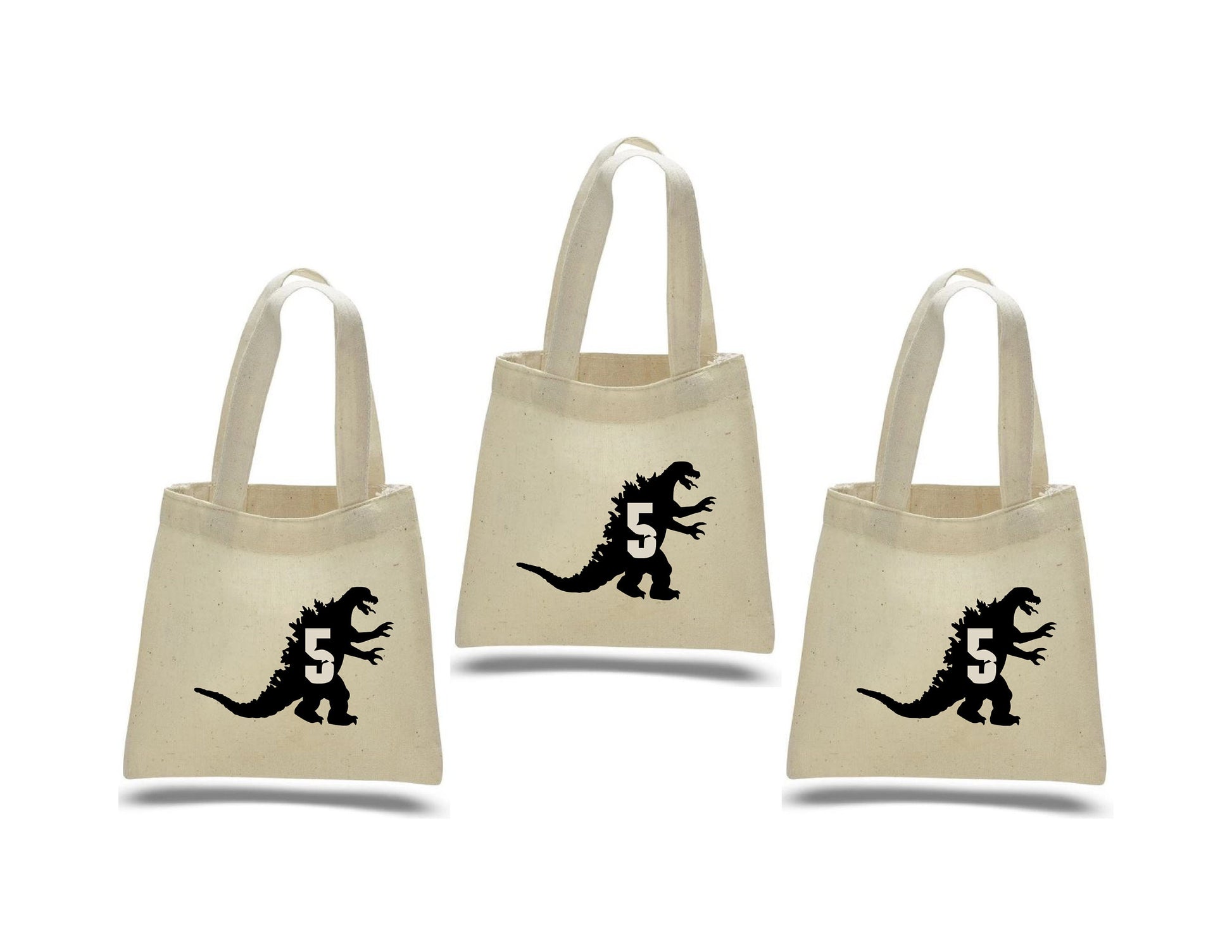 Godzilla Birthday Party Favor Bags: Set of 3 Cotton Treat Bags