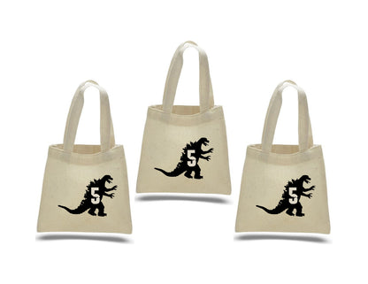 Godzilla Birthday Party Favor Bags: Set of 3 Cotton Treat Bags