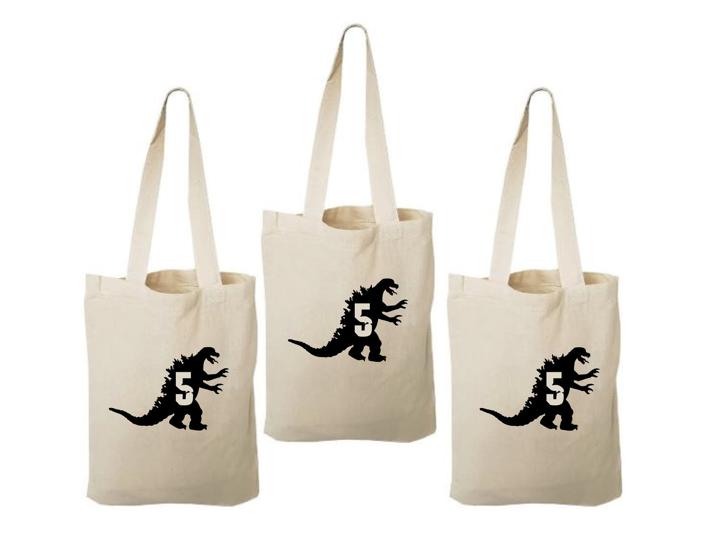 Godzilla Birthday Party Favor Bags: Set of 3 Cotton Treat Bags