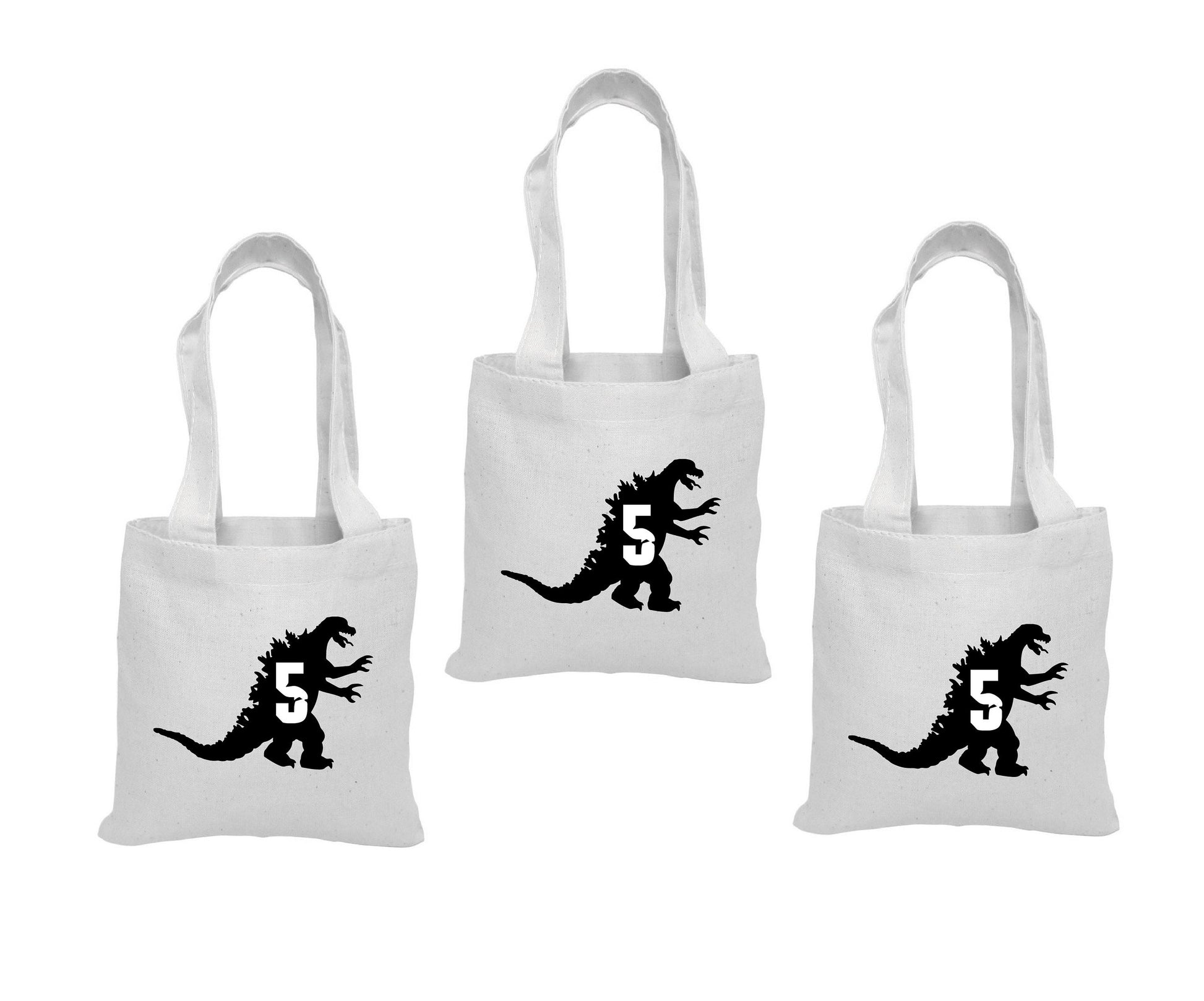 Godzilla Birthday Party Favor Bags: Set of 3 Cotton Treat Bags