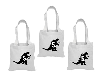 Godzilla Birthday Party Favor Bags: Set of 3 Cotton Treat Bags