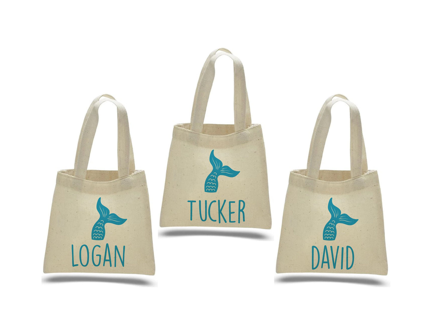 Personalized Mermaid Party Favor Bags - Set of Three Bags