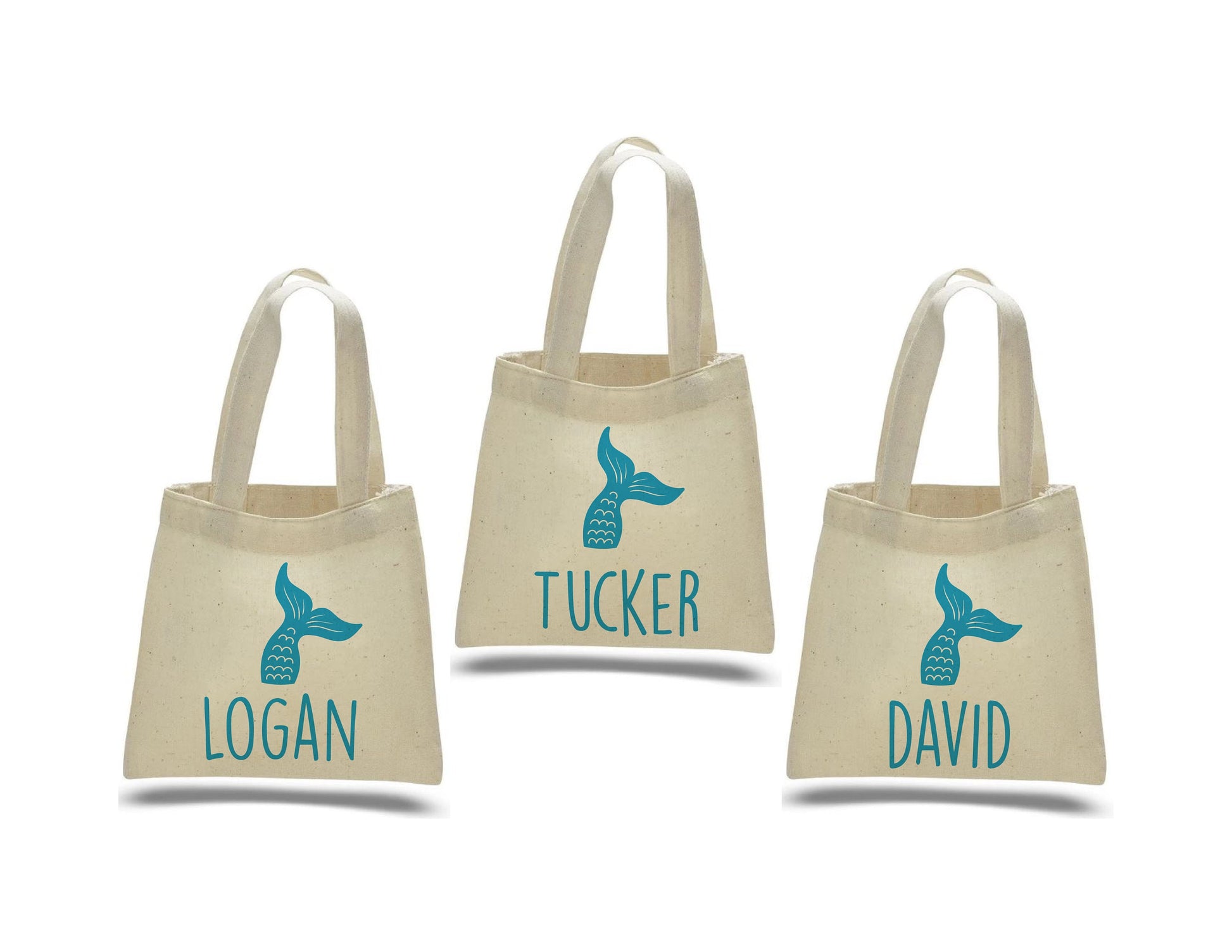 Personalized Mermaid Party Favor Bags - Set of Three Bags