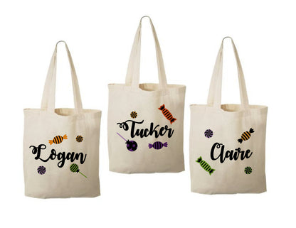 Personalized Halloween Treat Bag, Set of 3 Cotton Party Favor Bags