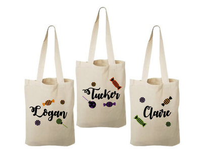 Personalized Halloween Treat Bag, Set of 3 Cotton Party Favor Bags