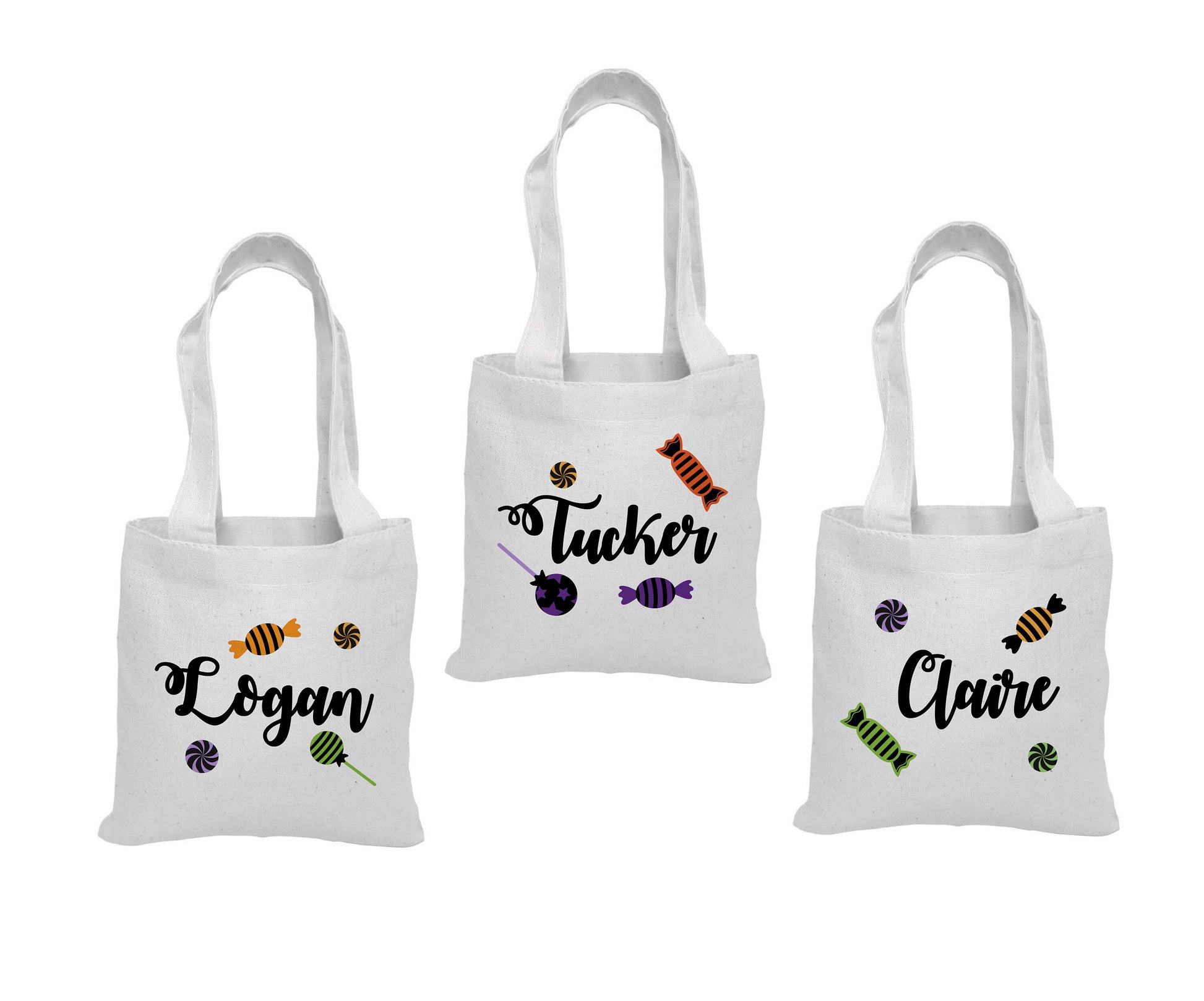 Personalized Halloween Treat Bag, Set of 3 Cotton Party Favor Bags