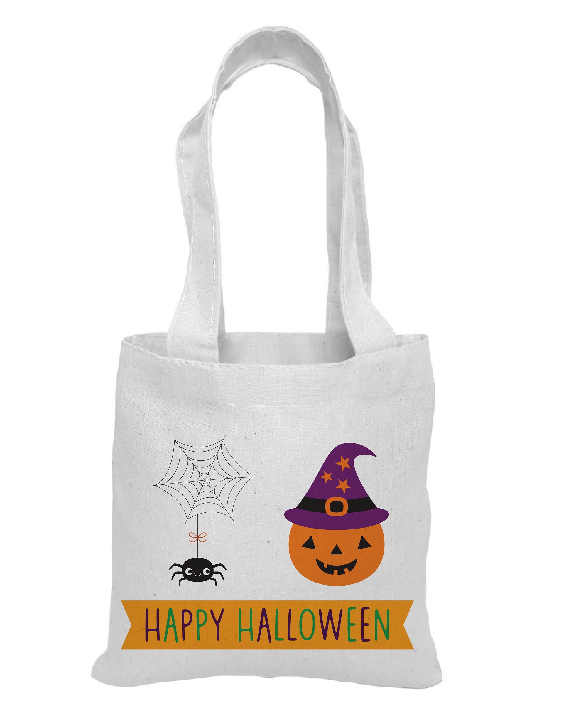 Pumpkin & Spider Canvas Trick or Treat Bag – Reusable Halloween Tote