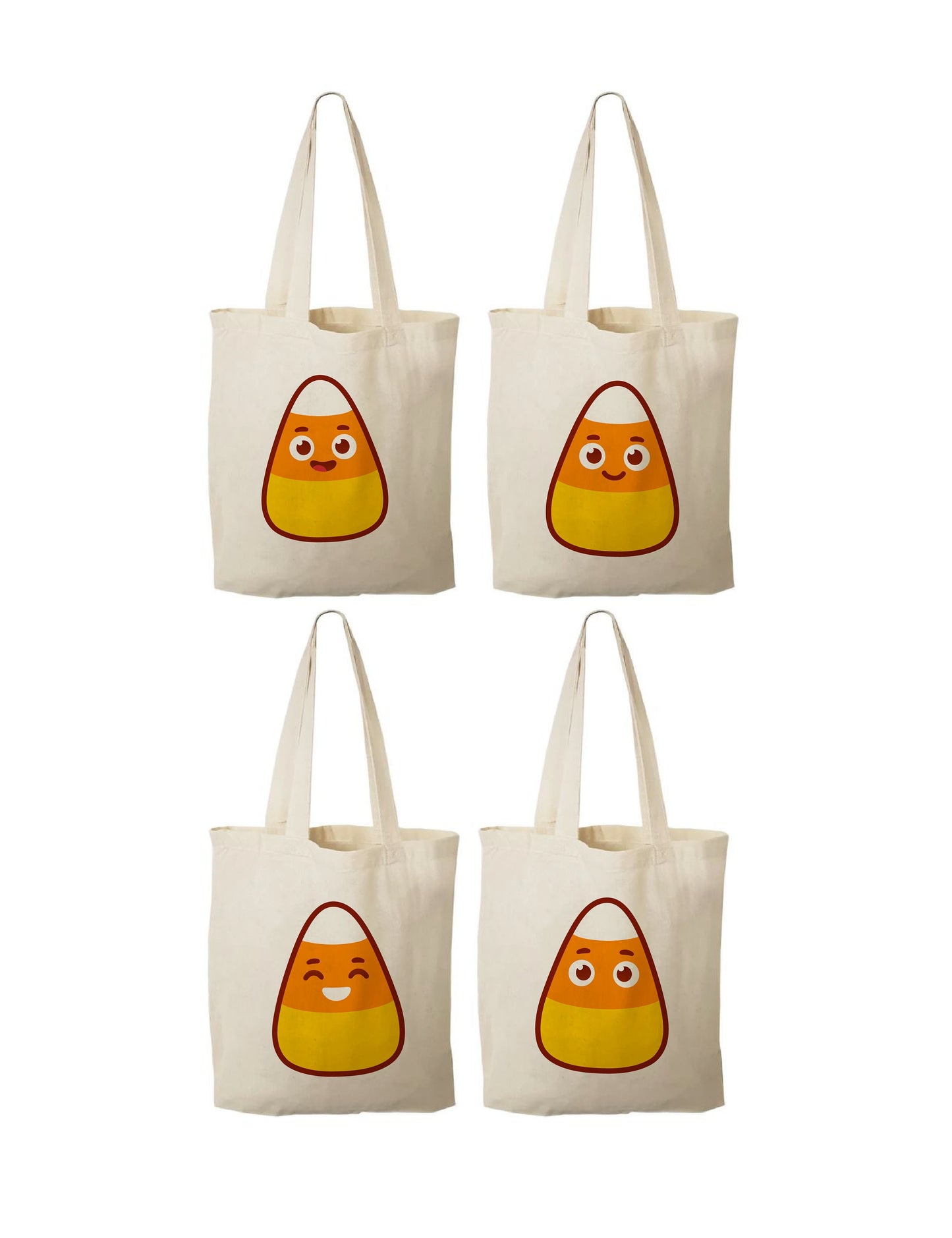 Candy Corn Halloween Favor Bags, Cotton Canvas, Set of 4