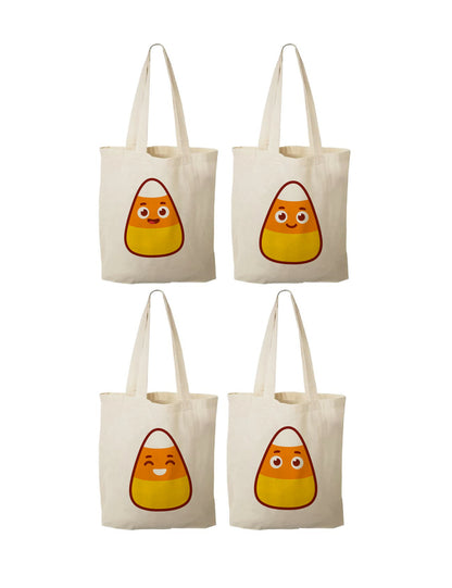 Candy Corn Halloween Favor Bags, Cotton Canvas, Set of 4