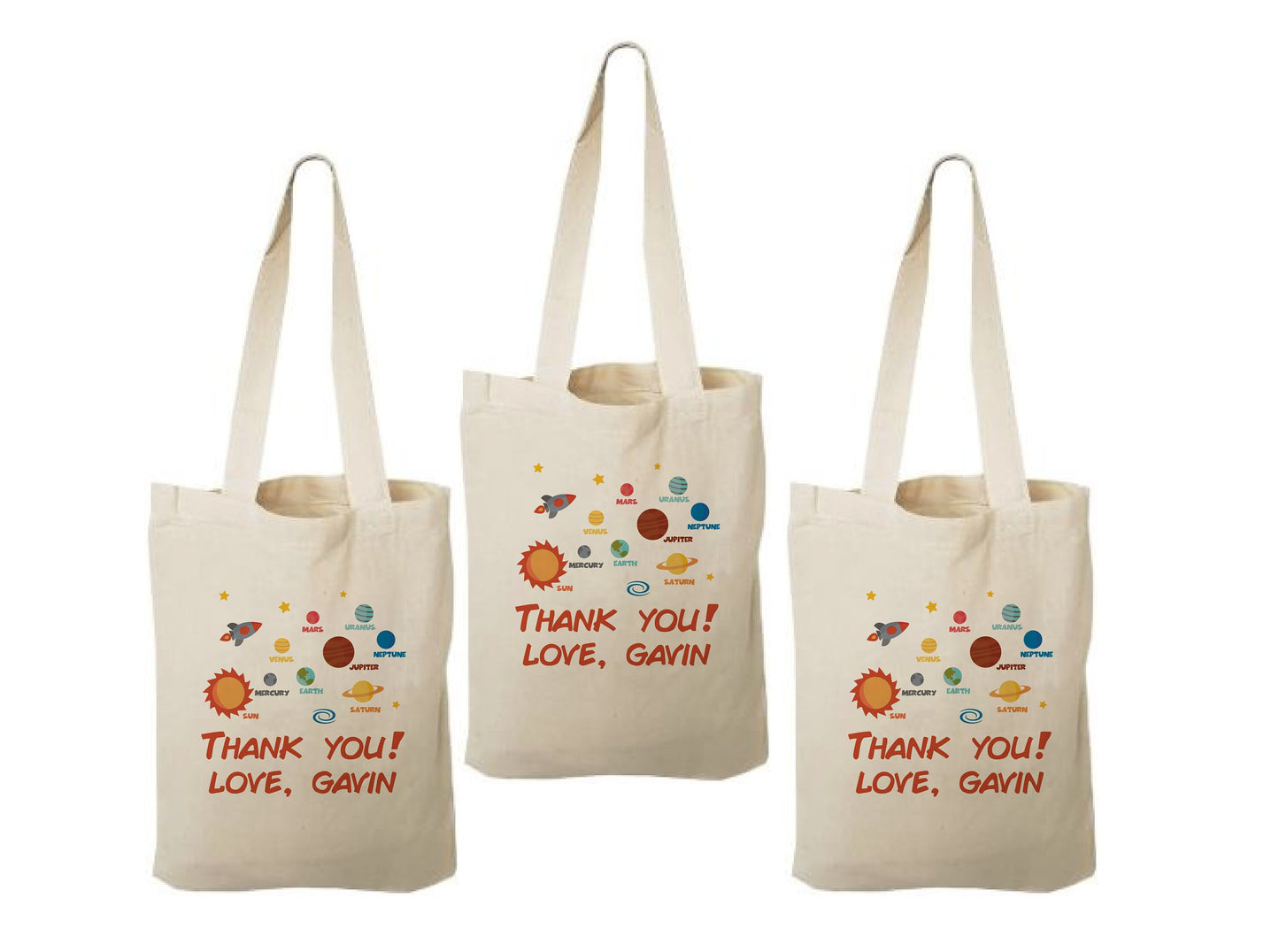 Custom Space Party Favor Bags - Set of Three Bags