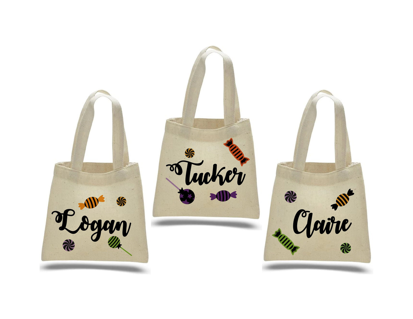 Personalized Halloween Treat Bag, Set of 3 Cotton Party Favor Bags