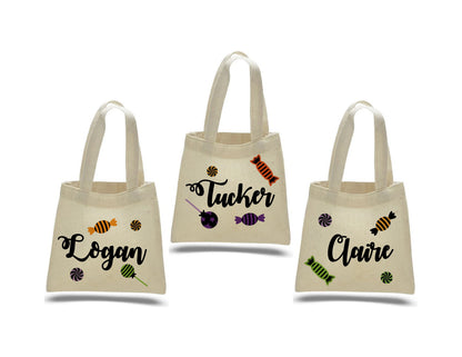 Personalized Halloween Treat Bag, Set of 3 Cotton Party Favor Bags